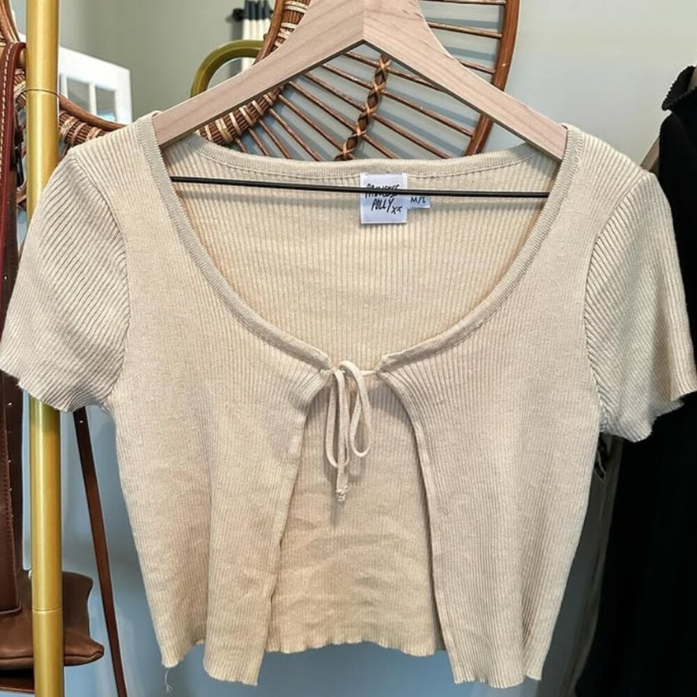 cropped tie cardi
